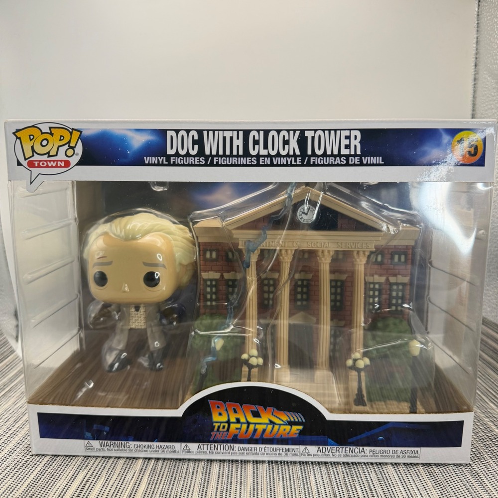 Funko Pop Town Back to the Future Doc with Clock Tower 15 Vinyl Figure Set